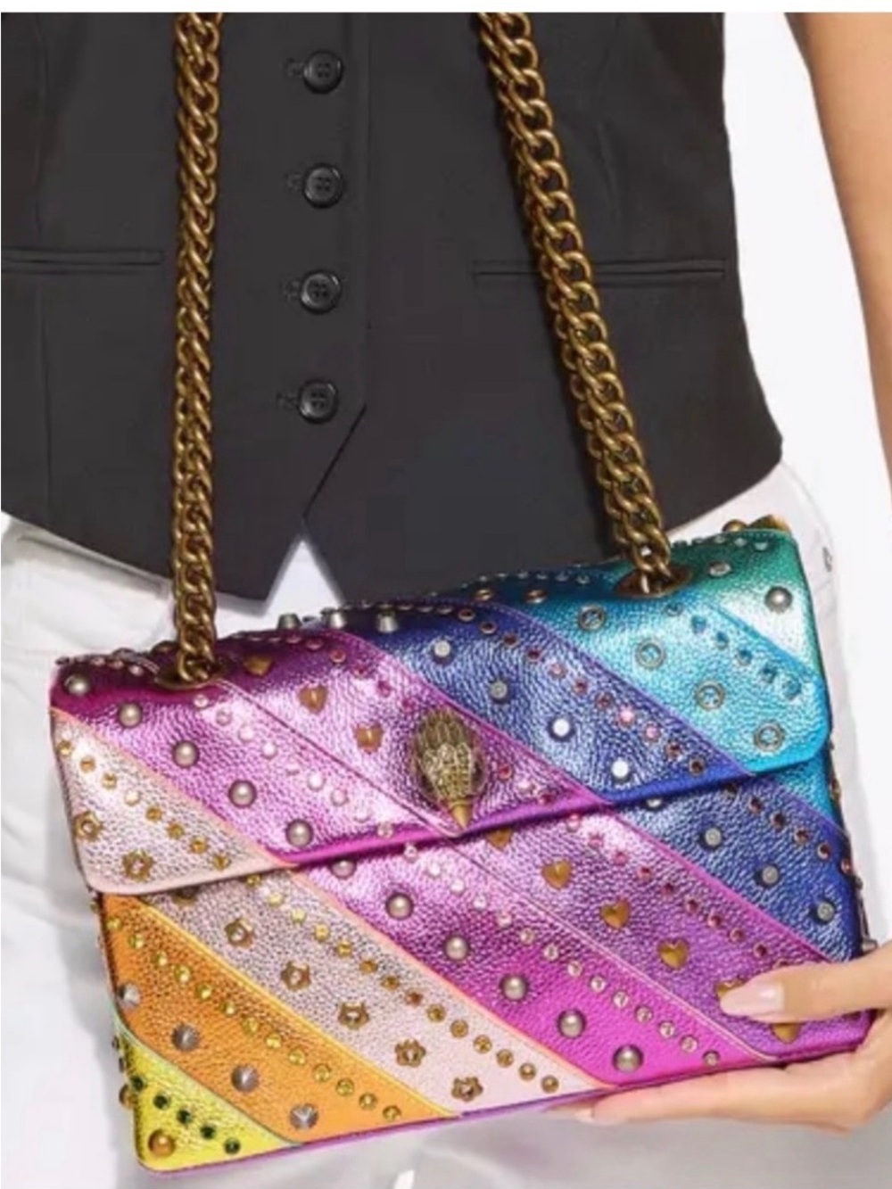 Kurt Geiger Metallic Rainbow Studded Kensington Bag- Sold out in stores!